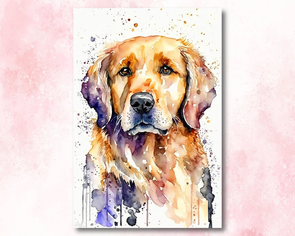 Golden Retriever Dog Watercolor Print Cute Pet Keepsake Wall Art Dog Lover Gift Adorable Canine Home Decor for Puppy Dog Lovers!