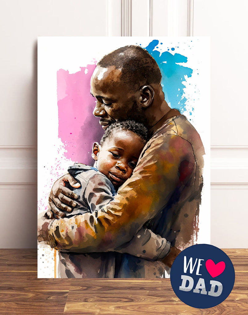 African American Fathers Day Card Watercolor Dad Gift For Him Daddy Father's Day Gift Greeting Card - 5x7 inches in Packs of 1, 10, 30, & 50