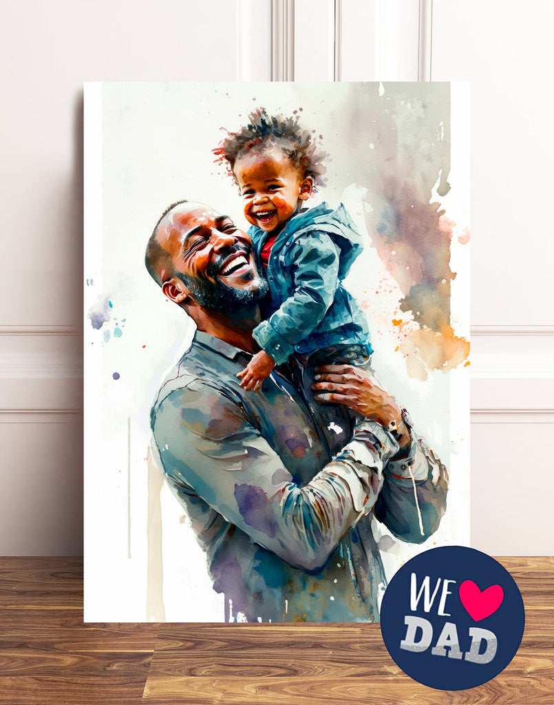 African American Fathers Day Card Watercolor Dad Gift For Him Daddy Father's Day Gift Greeting Card - 5x7 inches in Packs of 1, 10, 30, & 50