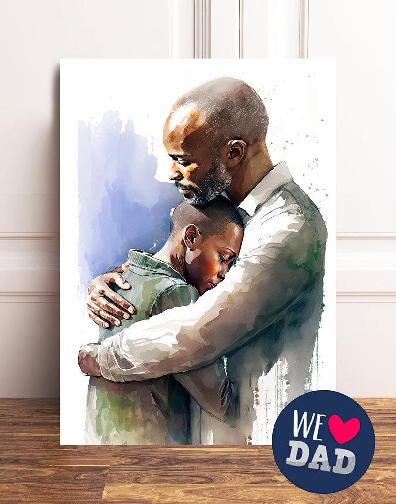 African American Fathers Day Card Watercolor Dad Gift For Him Daddy Father's Day Gift Greeting Card - 5x7 inches in Packs of 1, 10, 30, & 50