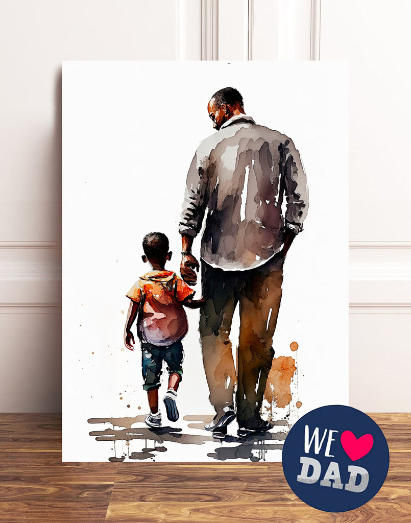 African American Fathers Day Card Watercolor Dad Gift For Him Daddy Father's Day Gift Greeting Card - 5x7 inches in Packs of 1, 10, 30, & 50