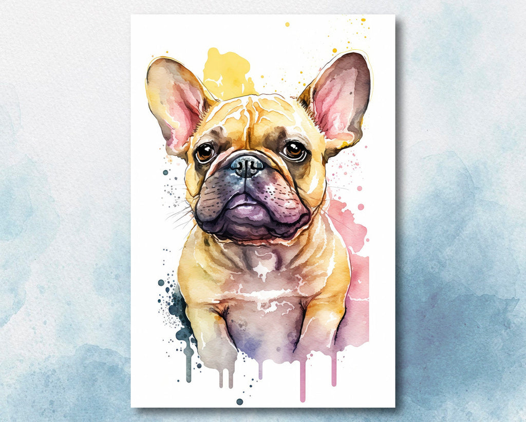 French Bulldog Watercolor Print Cute Pet Keepsake Wall Art Dog Lover Gift Adorable Canine Home Decor for Puppy Dog Lovers!