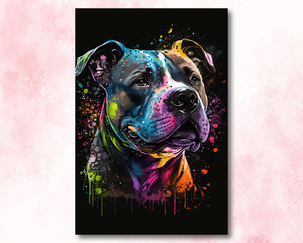 Pit Bull Watercolor Print Cute Pet Keepsake Wall Art Dog Lover Gift Adorable Staffordshire Terrier Home Decor for Puppy Dog Lovers!