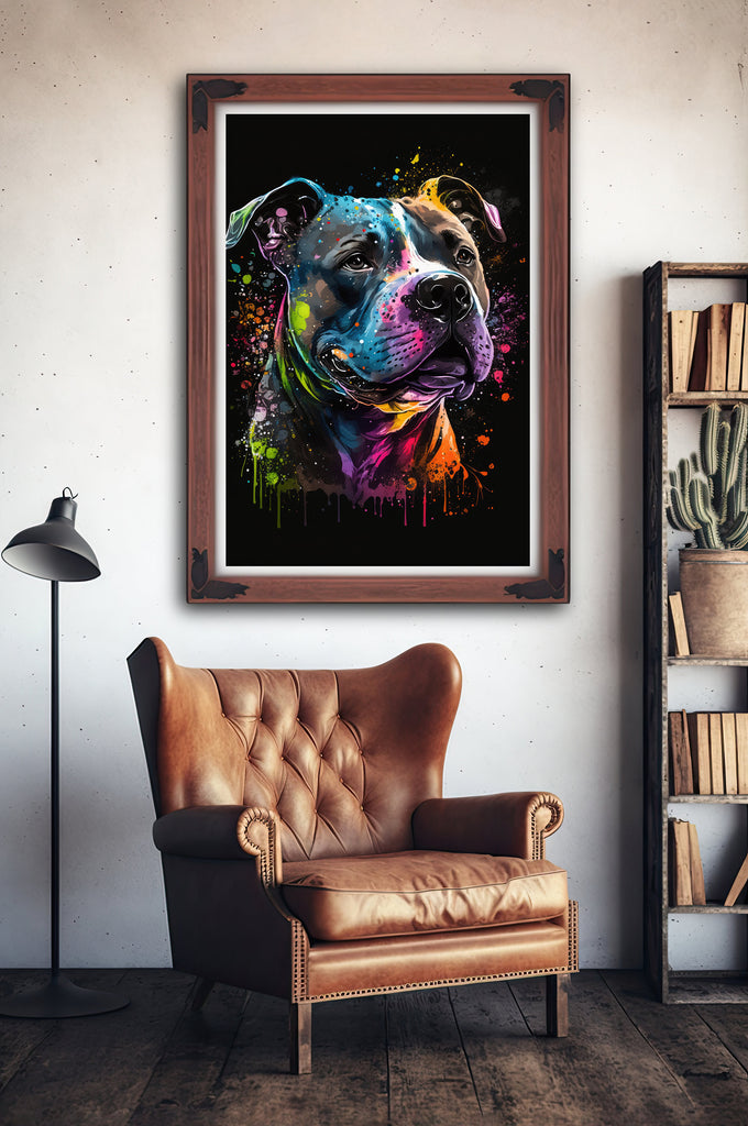 Pit Bull Watercolor Print Cute Pet Keepsake Wall Art Dog Lover Gift Adorable Staffordshire Terrier Home Decor for Puppy Dog Lovers!