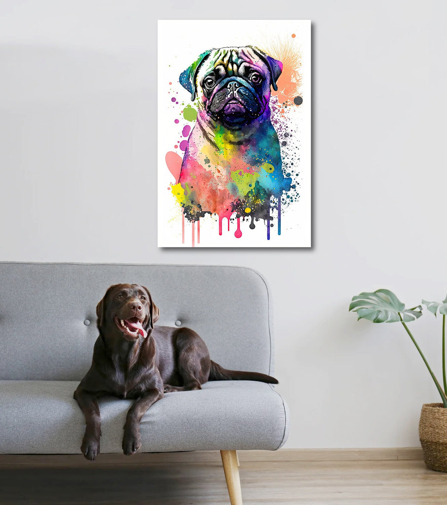 Pug Dog Watercolor Print Cute Pet Keepsake Wall Art Dog Lover Gift Adorable Canine Home Decor for Puppy Dog Lovers!