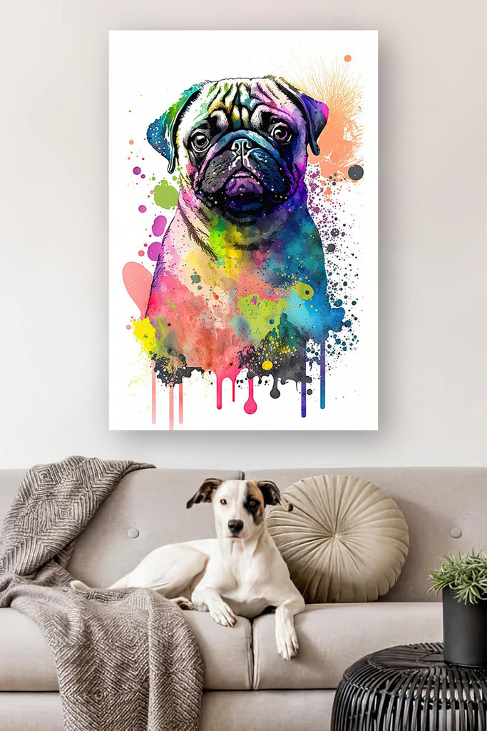 Pug Dog Watercolor Print Cute Pet Keepsake Wall Art Dog Lover Gift Adorable Canine Home Decor for Puppy Dog Lovers!