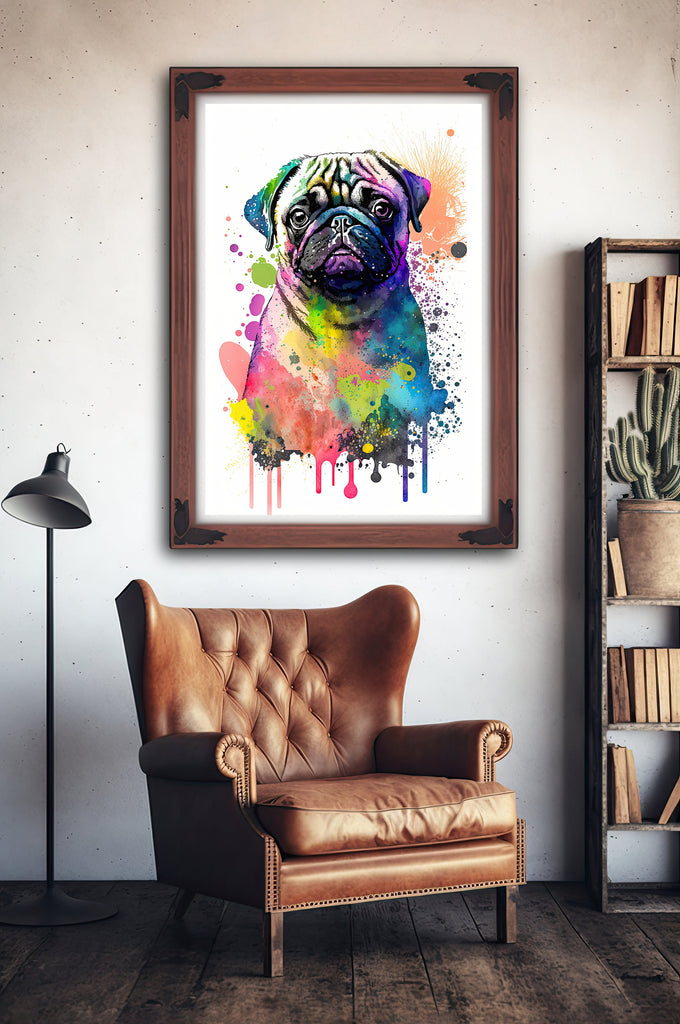 Pug Dog Watercolor Print Cute Pet Keepsake Wall Art Dog Lover Gift Adorable Canine Home Decor for Puppy Dog Lovers!