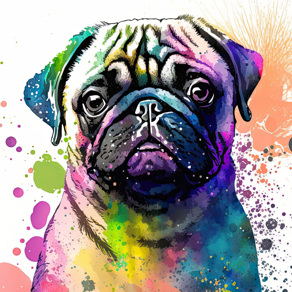 Pug Dog Watercolor Print Cute Pet Keepsake Wall Art Dog Lover Gift Adorable Canine Home Decor for Puppy Dog Lovers!