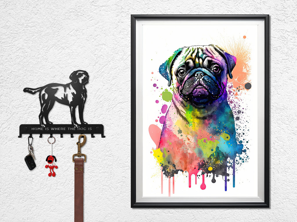 Pug Dog Watercolor Print Cute Pet Keepsake Wall Art Dog Lover Gift Adorable Canine Home Decor for Puppy Dog Lovers!