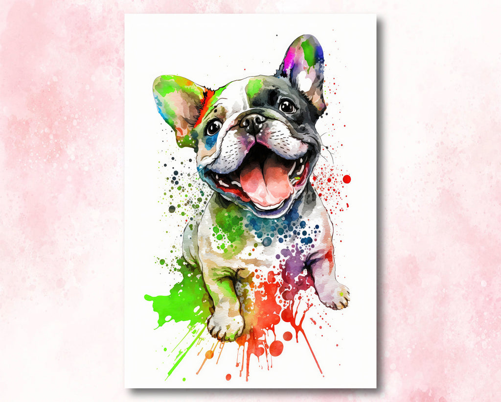 French Bulldog Watercolor Print Cute Pet Keepsake Wall Art Dog Lover Gift Adorable Canine Home Decor for Puppy Dog Lovers!