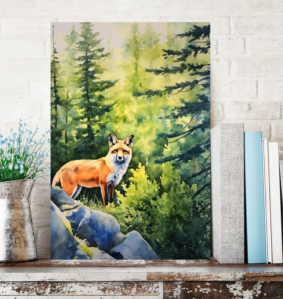 Red Fox Watercolor Painting Print Forest Nursery Wall Art Nature Wildlife Gift Rustic Woodland Animal Home Cottagecore Decor