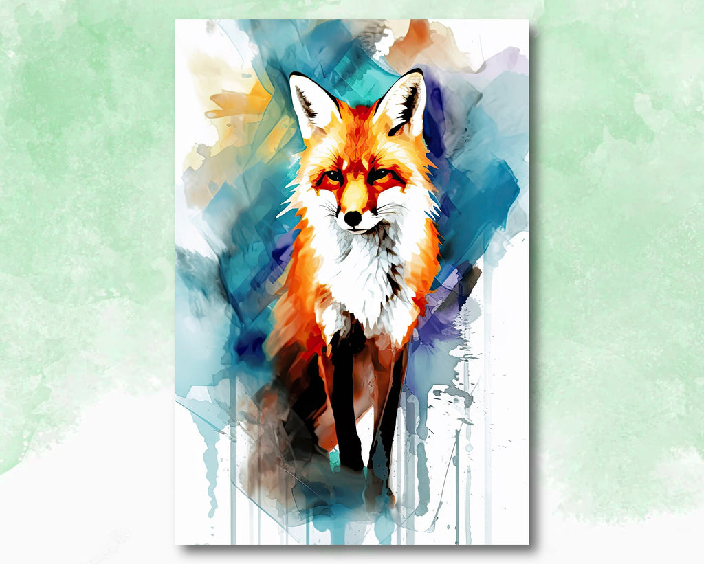 Red Fox Watercolor Painting Print Forest Nursery Wall Art Nature Wildlife Gift Rustic Woodland Animal Home Cottagecore Decor