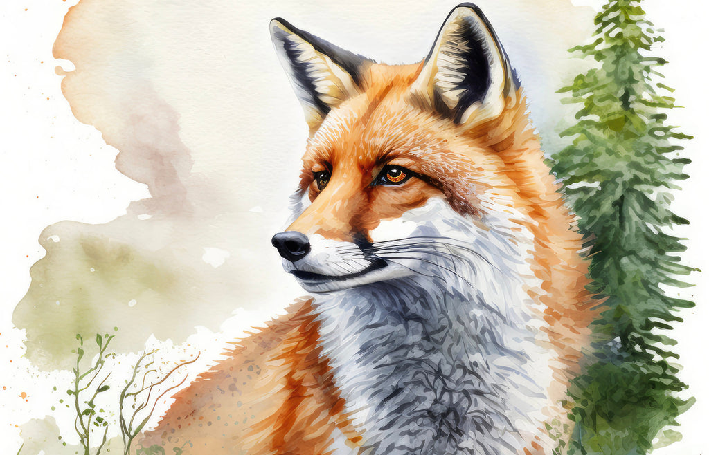 Red Fox Watercolor Painting Print Forest Nursery Wall Art Nature Wildlife Gift Rustic Woodland Animal Home Cottagecore Decor