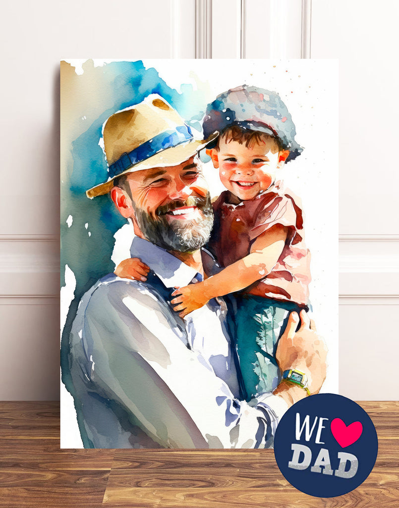 Watercolor Fathers Day Card Dad Gift For Him Daddy Father's Day Gift Greeting Card - 5x7 inches in Packs of 1, 10, 30, and 50pcs