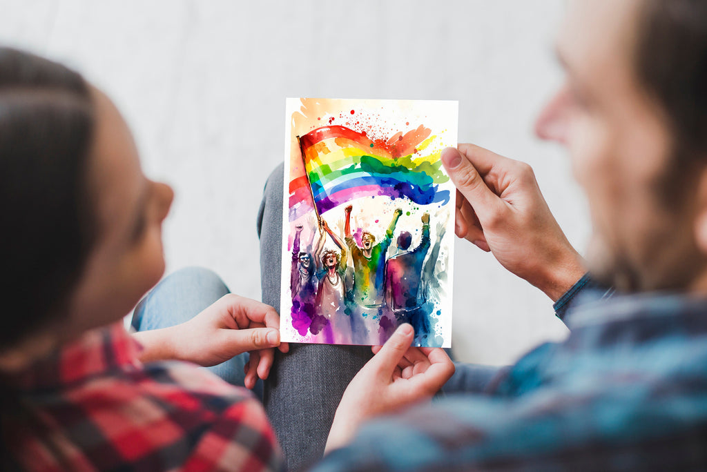 Gay Art Greeting Cards for Gay Pride Month or Coming Out Gifts LGBTQ Queer Holiday Cards - 5x7 inches in Packs of 1, 10, 30, and 50pcs