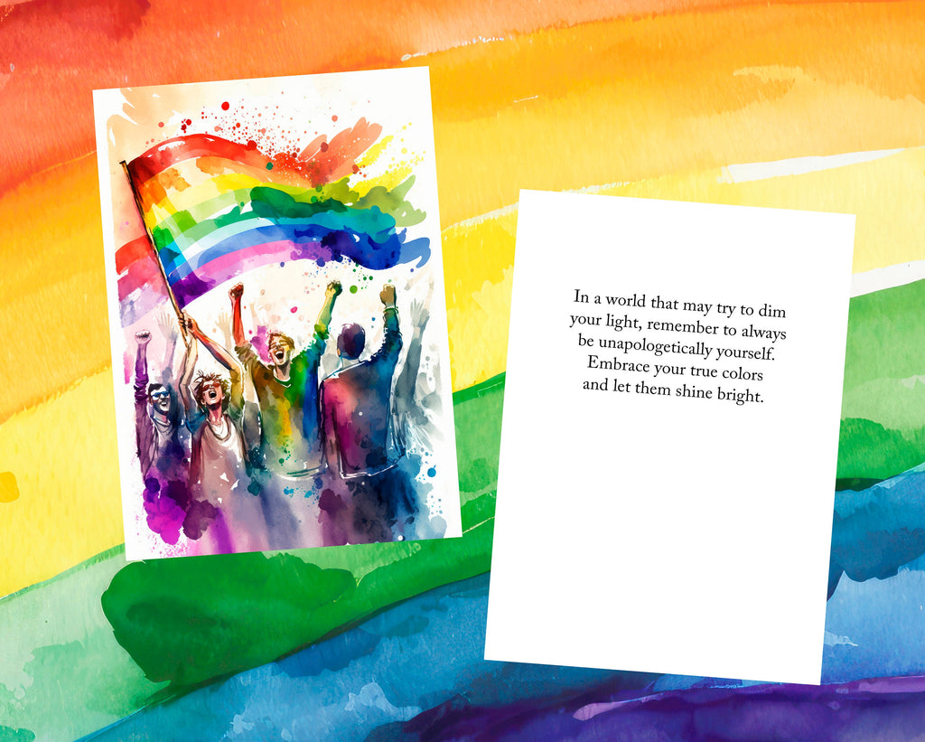 Gay Art Greeting Cards for Gay Pride Month or Coming Out Gifts LGBTQ Queer Holiday Cards - 5x7 inches in Packs of 1, 10, 30, and 50pcs