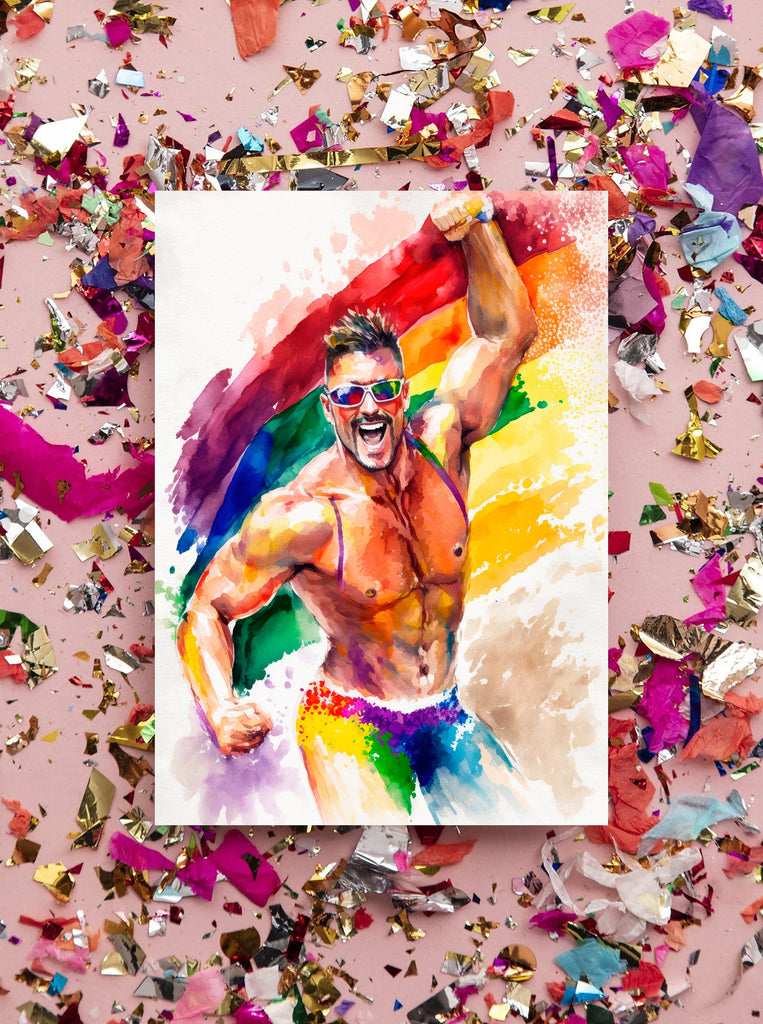 Gay Art Greeting Cards for Gay Pride Month or Coming Out Gifts LGBTQ Queer Holiday Cards - 5x7 inches in Packs of 1, 10, 30, and 50pcs