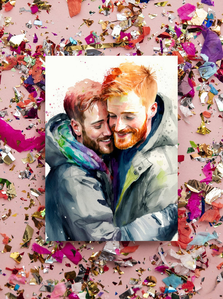 Gay Art Greeting Cards for Gay Pride Month or Coming Out Gifts LGBTQ Queer Holiday Cards - 5x7 inches in Packs of 1, 10, 30, and 50pcs