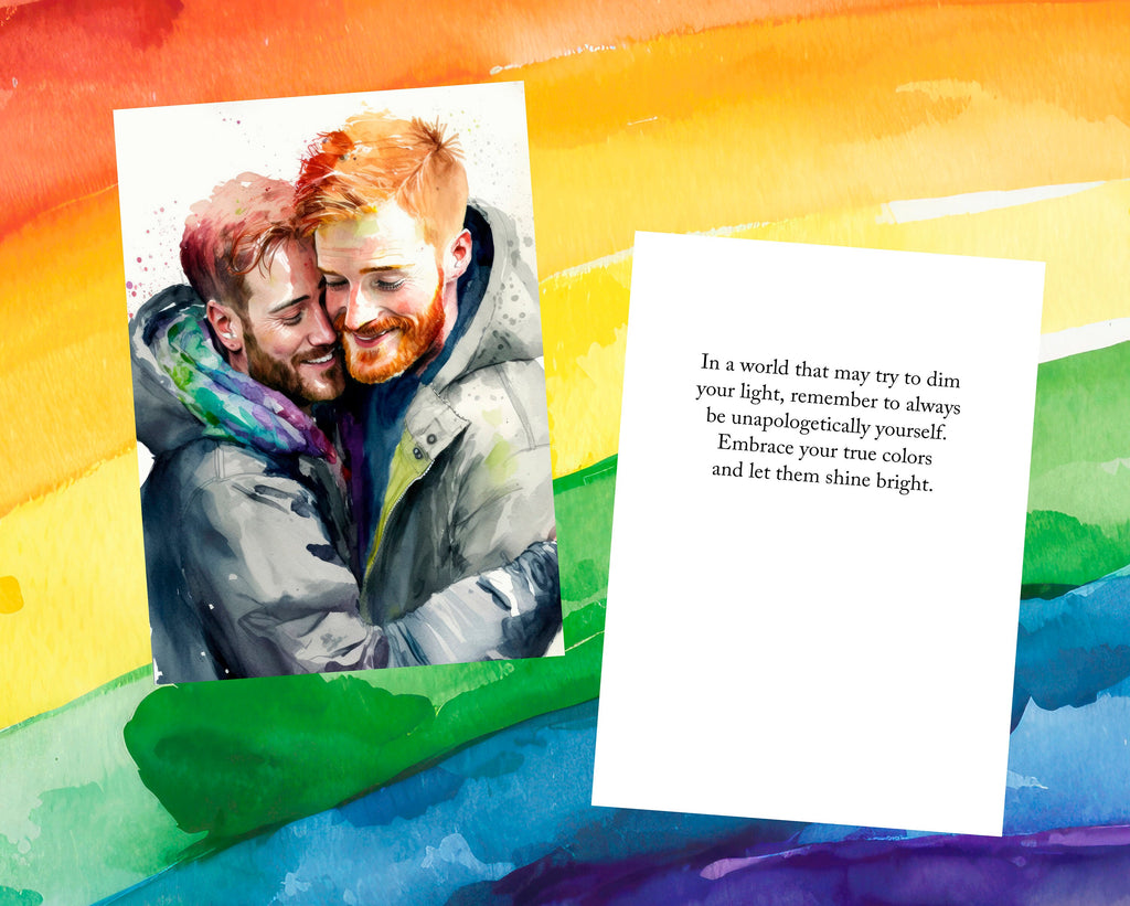 Gay Art Greeting Cards for Gay Pride Month or Coming Out Gifts LGBTQ Queer Holiday Cards - 5x7 inches in Packs of 1, 10, 30, and 50pcs