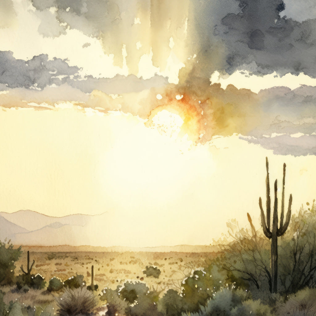 Desert Sunset Print Colorful Watercolor Wall Art Southwest Landscape Gift Saguaro Cactus Beautiful Nature Home Decor