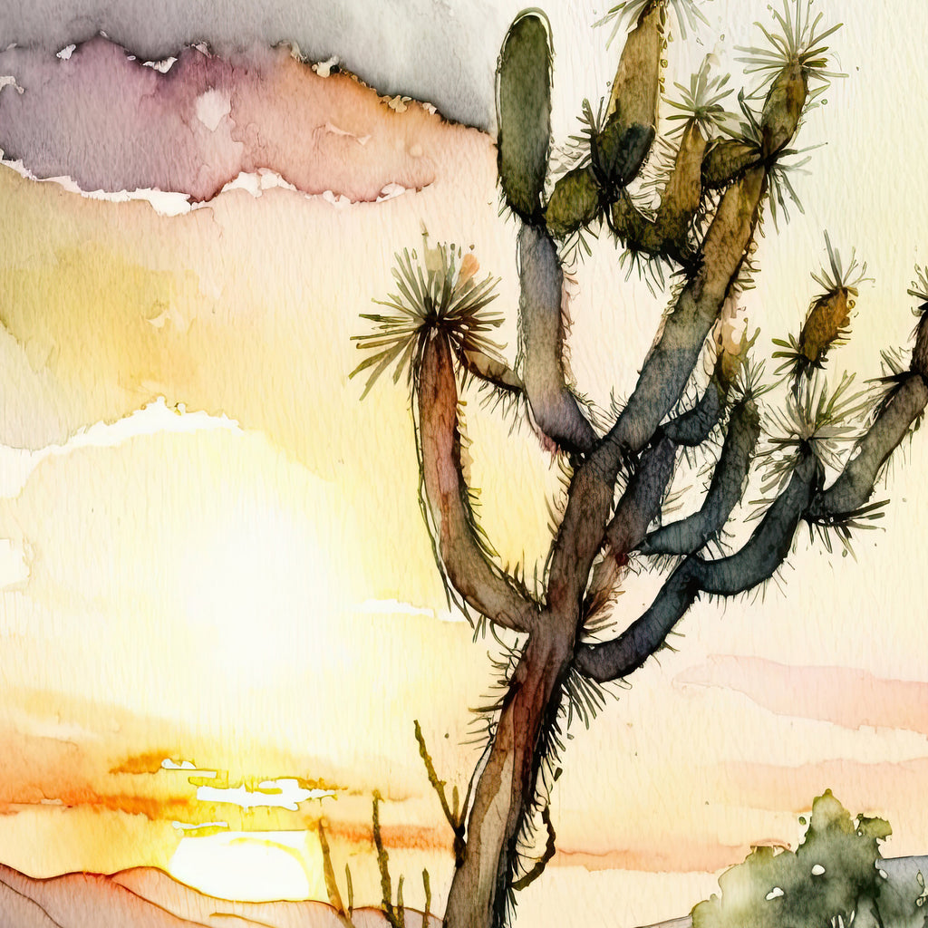 Desert Sunset Print Colorful Watercolor Wall Art Southwest Landscape Gift Saguaro Cactus Beautiful Nature Home Decor