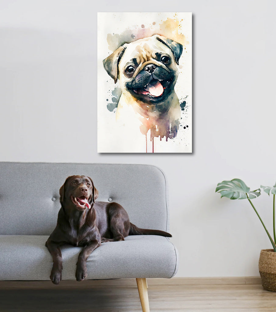 Pug Dog Watercolor Print Cute Pet Keepsake Wall Art Dog Lover Gift Adorable Canine Home Decor for Puppy Dog Lovers!