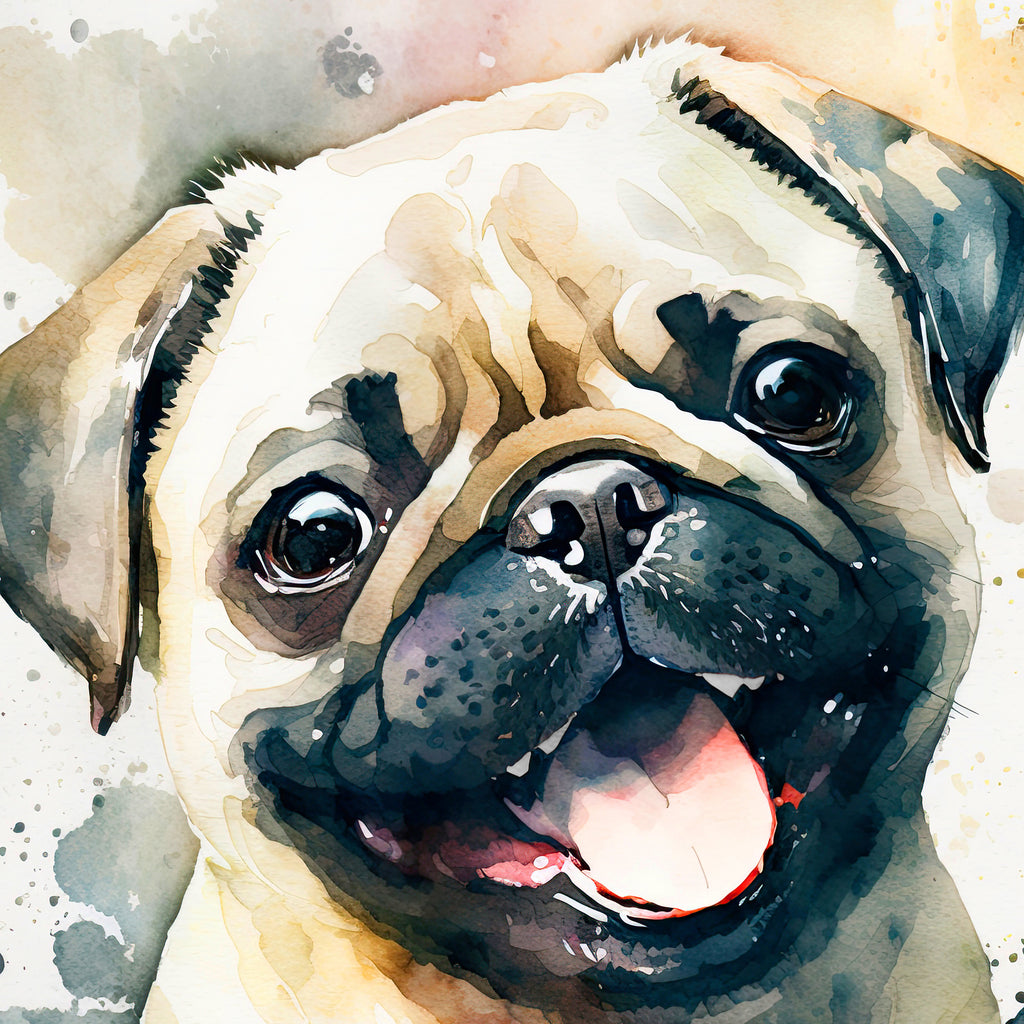 Pug Dog Watercolor Print Cute Pet Keepsake Wall Art Dog Lover Gift Adorable Canine Home Decor for Puppy Dog Lovers!