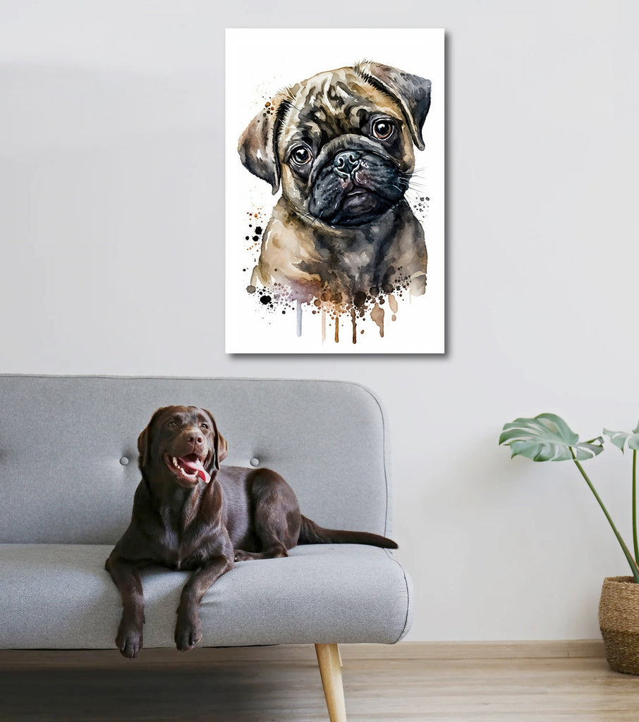 Pug Dog Watercolor Print Cute Pet Keepsake Wall Art Dog Lover Gift Adorable Canine Home Decor for Puppy Dog Lovers!