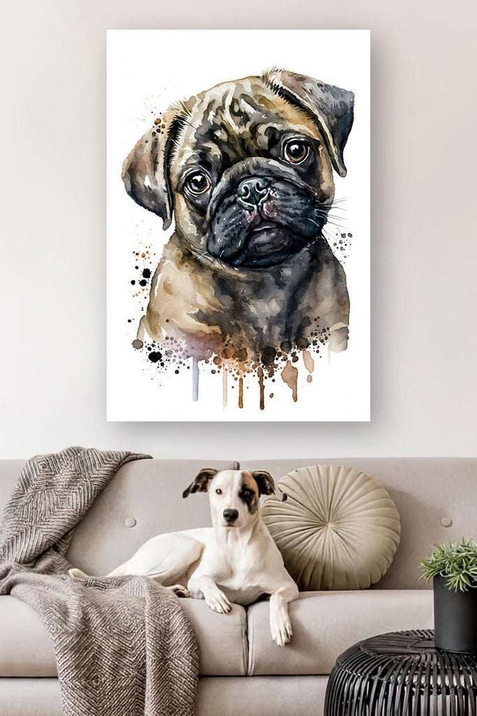 Pug Dog Watercolor Print Cute Pet Keepsake Wall Art Dog Lover Gift Adorable Canine Home Decor for Puppy Dog Lovers!