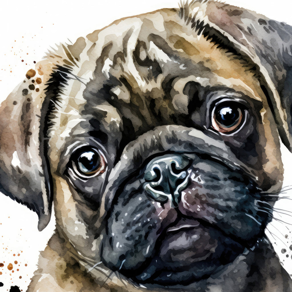 Pug Dog Watercolor Print Cute Pet Keepsake Wall Art Dog Lover Gift Adorable Canine Home Decor for Puppy Dog Lovers!