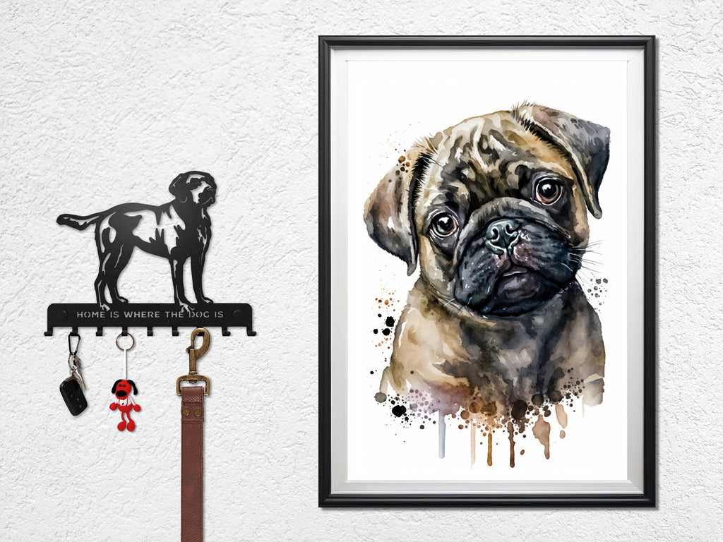 Pug Dog Watercolor Print Cute Pet Keepsake Wall Art Dog Lover Gift Adorable Canine Home Decor for Puppy Dog Lovers!