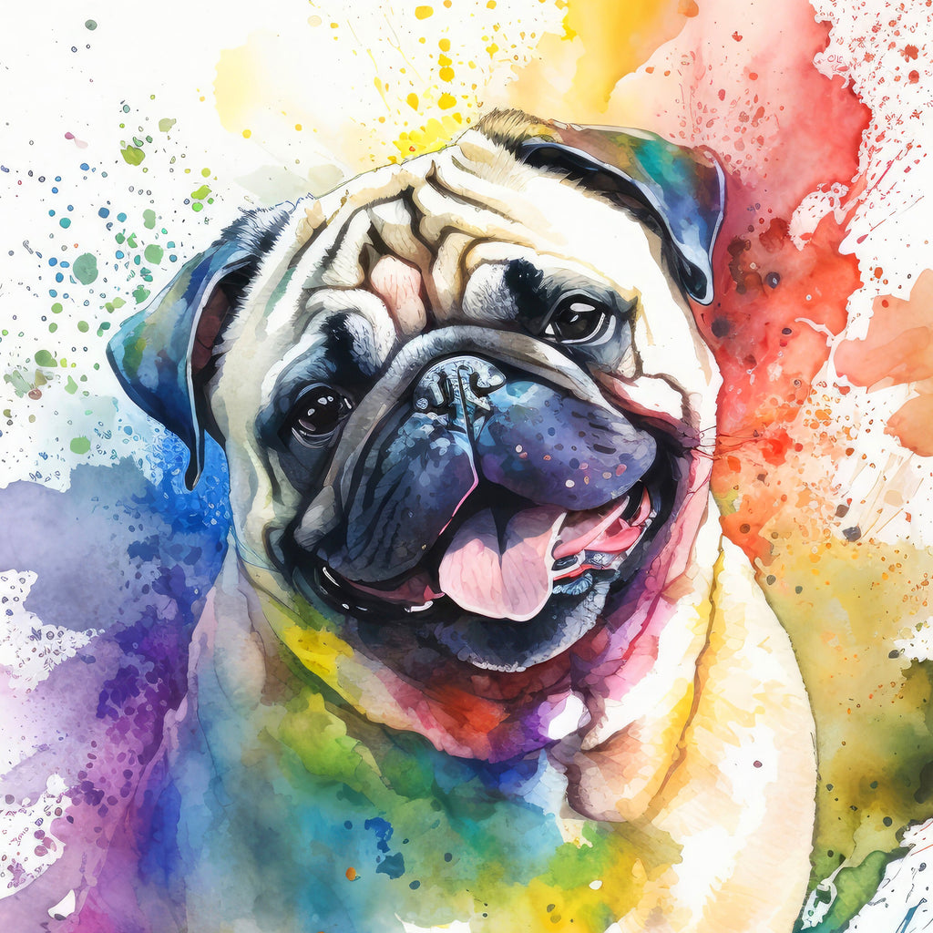 Pug Dog Watercolor Print Cute Pet Keepsake Wall Art Dog Lover Gift Adorable Canine Home Decor for Puppy Dog Lovers!