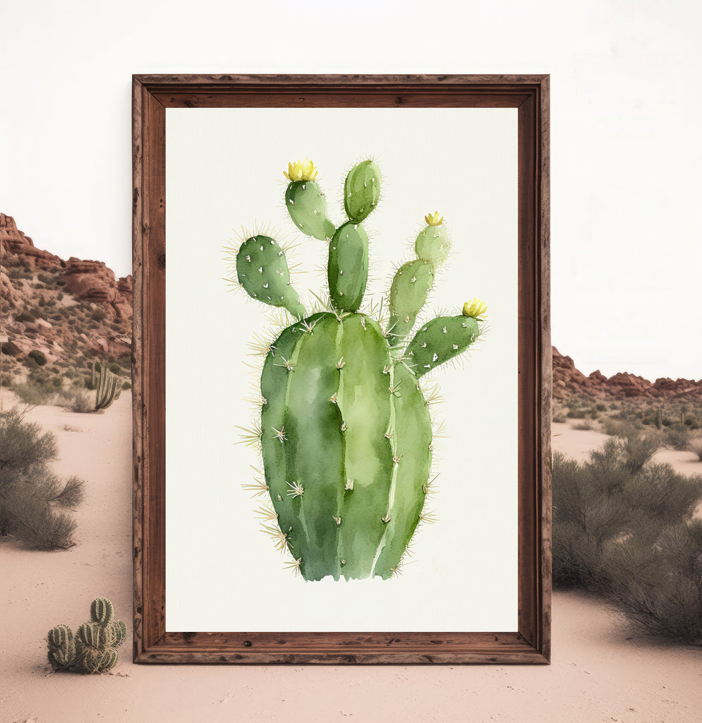 Cactus Plant Print Watercolor Painting Botanical Wall Art Southwest Artwork Gift Rustic Desert Home Decor