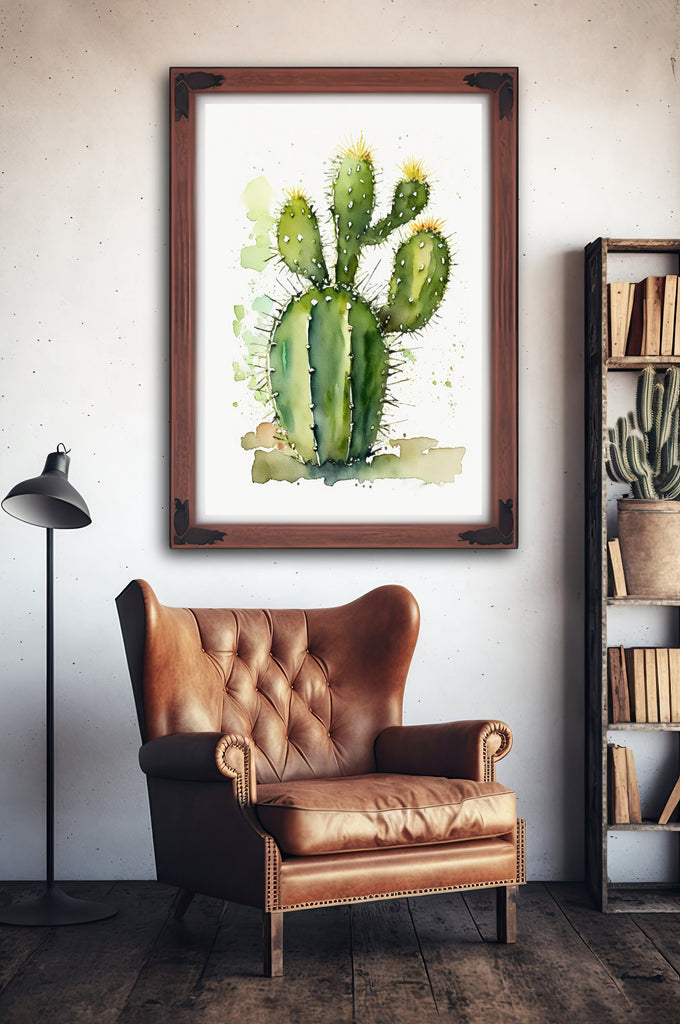 Cactus Plant Print Watercolor Painting Botanical Wall Art Southwest Artwork Gift Rustic Desert Home Decor