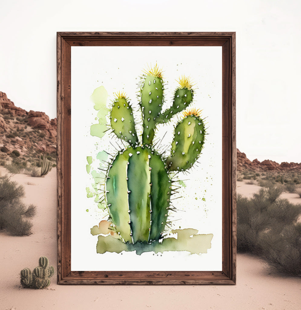 Cactus Plant Print Watercolor Painting Botanical Wall Art Southwest Artwork Gift Rustic Desert Home Decor