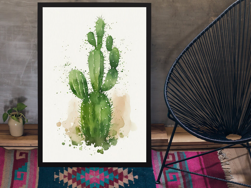 Cactus Plant Print Watercolor Painting Botanical Wall Art Southwest Artwork Gift Rustic Desert Home Decor