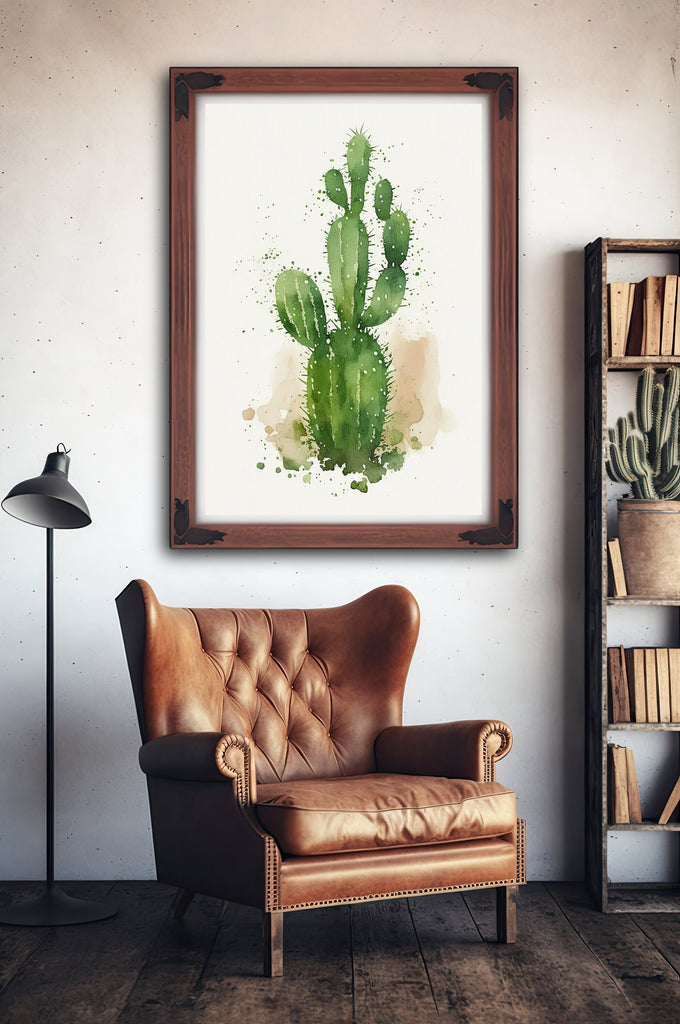 Cactus Plant Print Watercolor Painting Botanical Wall Art Southwest Artwork Gift Rustic Desert Home Decor