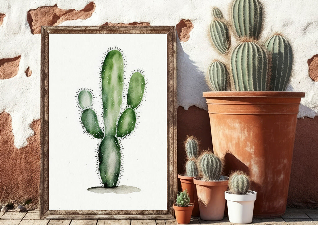 Cactus Plant Print Watercolor Painting Botanical Wall Art Southwest Artwork Gift Rustic Desert Home Decor