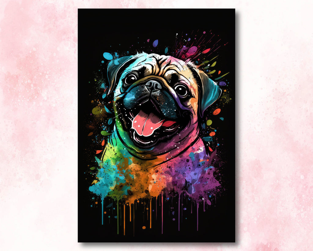 Pug Dog Watercolor Print Cute Pet Keepsake Wall Art Dog Lover Gift Adorable Canine Home Decor for Puppy Dog Lovers!