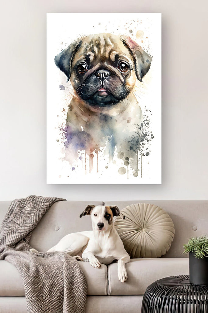 Pug Dog Watercolor Print Cute Pet Keepsake Wall Art Dog Lover Gift Adorable Canine Home Decor for Puppy Dog Lovers!