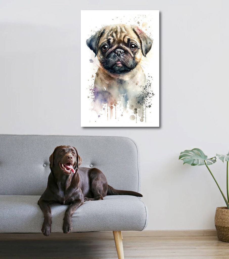 Pug Dog Watercolor Print Cute Pet Keepsake Wall Art Dog Lover Gift Adorable Canine Home Decor for Puppy Dog Lovers!