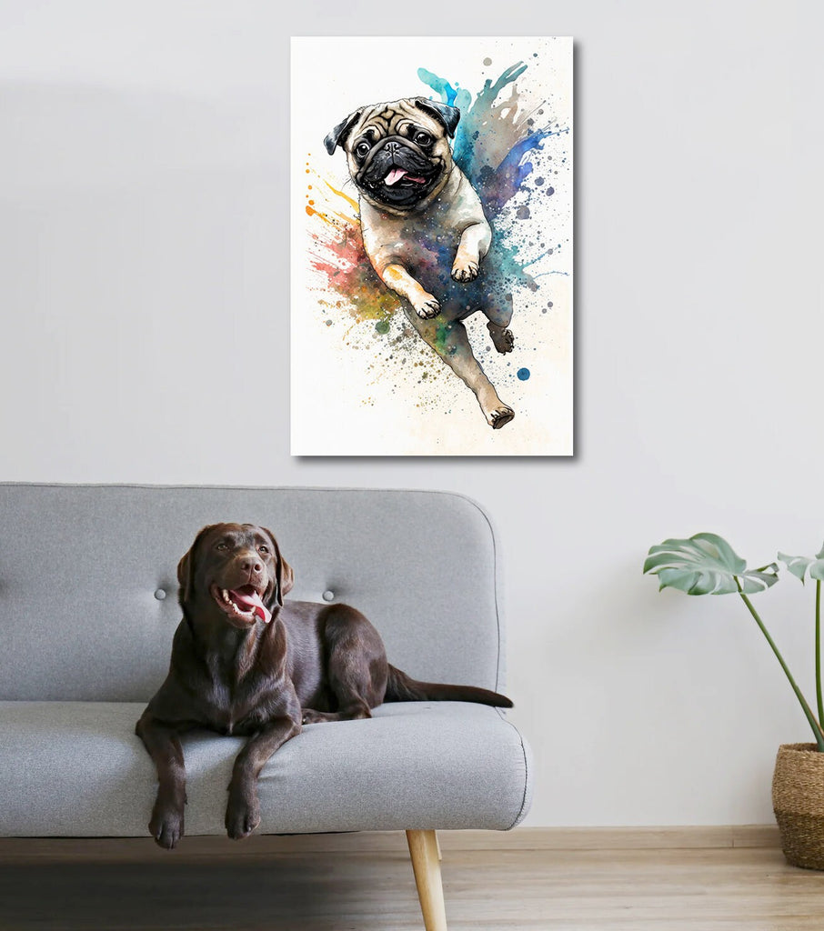 Pug Dog Watercolor Print Cute Pet Keepsake Wall Art Dog Lover Gift Adorable Canine Home Decor for Puppy Dog Lovers!