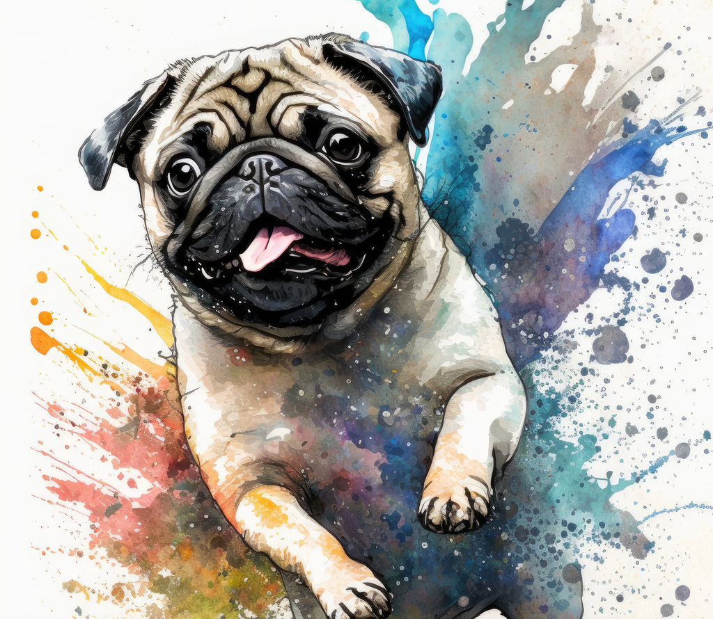 Pug Dog Watercolor Print Cute Pet Keepsake Wall Art Dog Lover Gift Adorable Canine Home Decor for Puppy Dog Lovers!