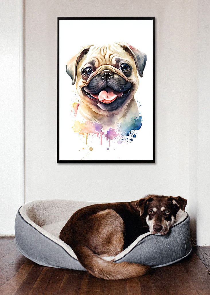 Pug Dog Watercolor Print Cute Pet Keepsake Wall Art Dog Lover Gift Adorable Canine Home Decor for Puppy Dog Lovers!