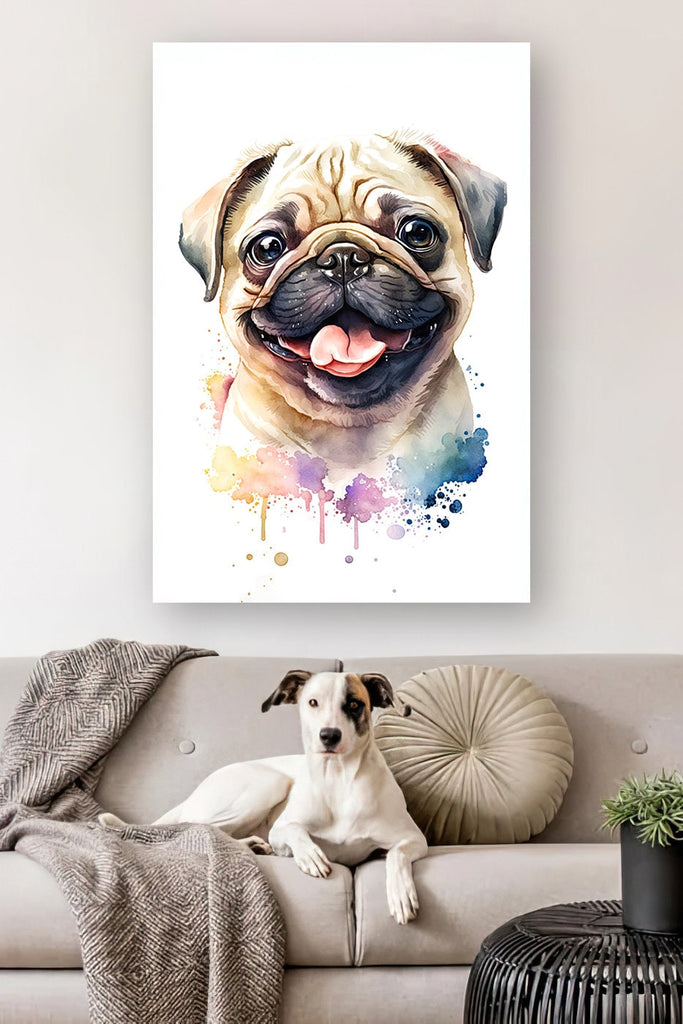 Pug Dog Watercolor Print Cute Pet Keepsake Wall Art Dog Lover Gift Adorable Canine Home Decor for Puppy Dog Lovers!