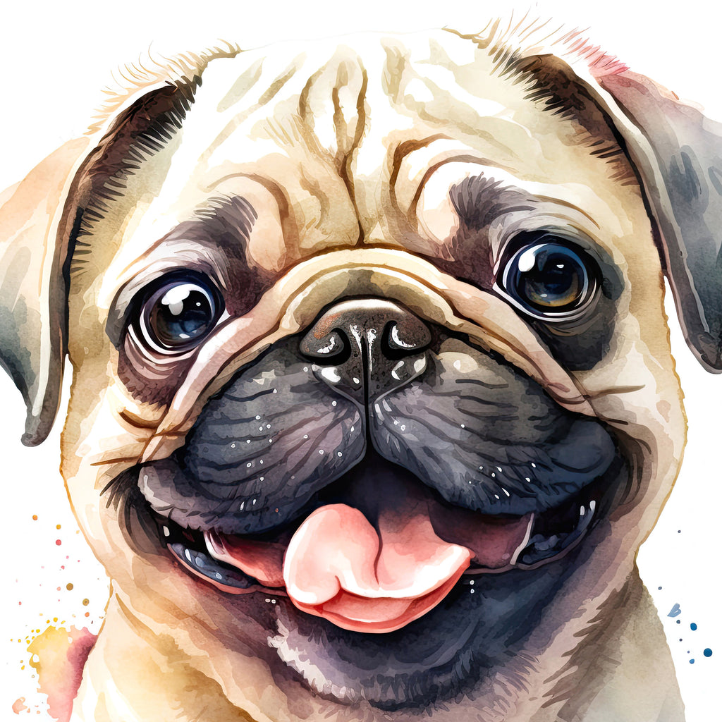 Pug Dog Watercolor Print Cute Pet Keepsake Wall Art Dog Lover Gift Adorable Canine Home Decor for Puppy Dog Lovers!