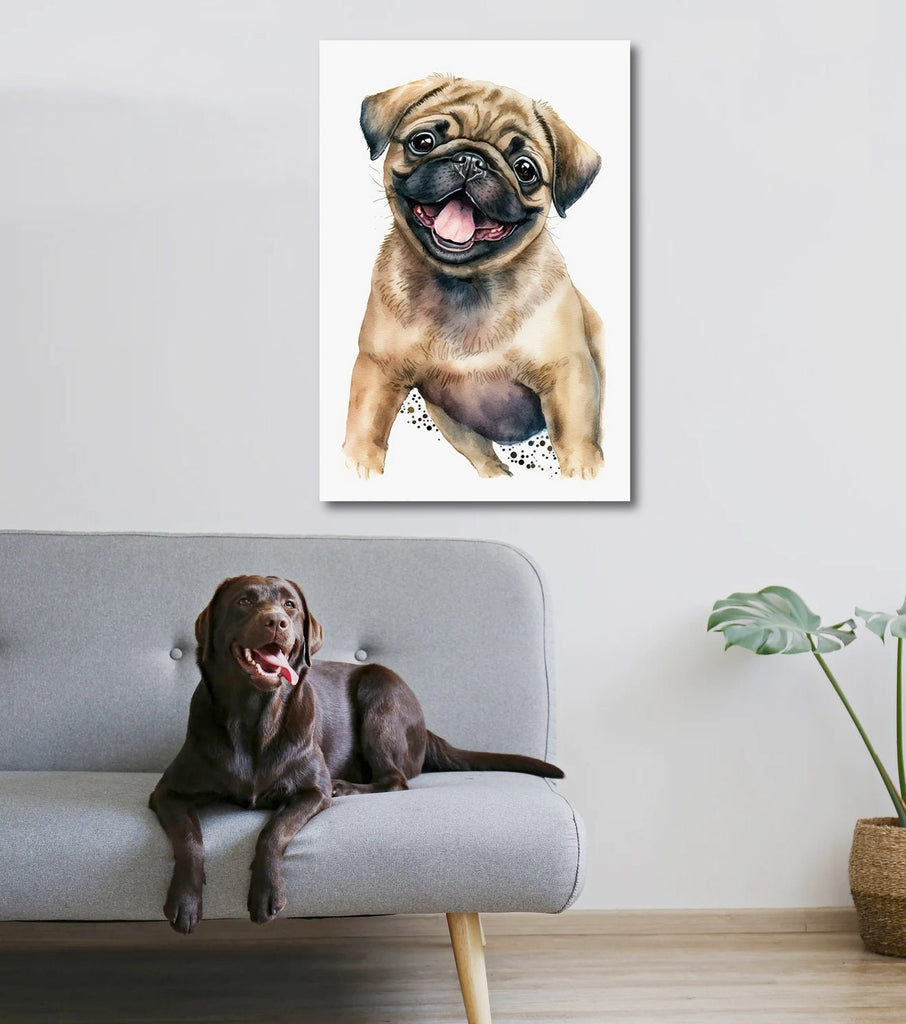 Pug Dog Watercolor Print Cute Pet Keepsake Wall Art Dog Lover Gift Adorable Canine Home Decor for Puppy Dog Lovers!