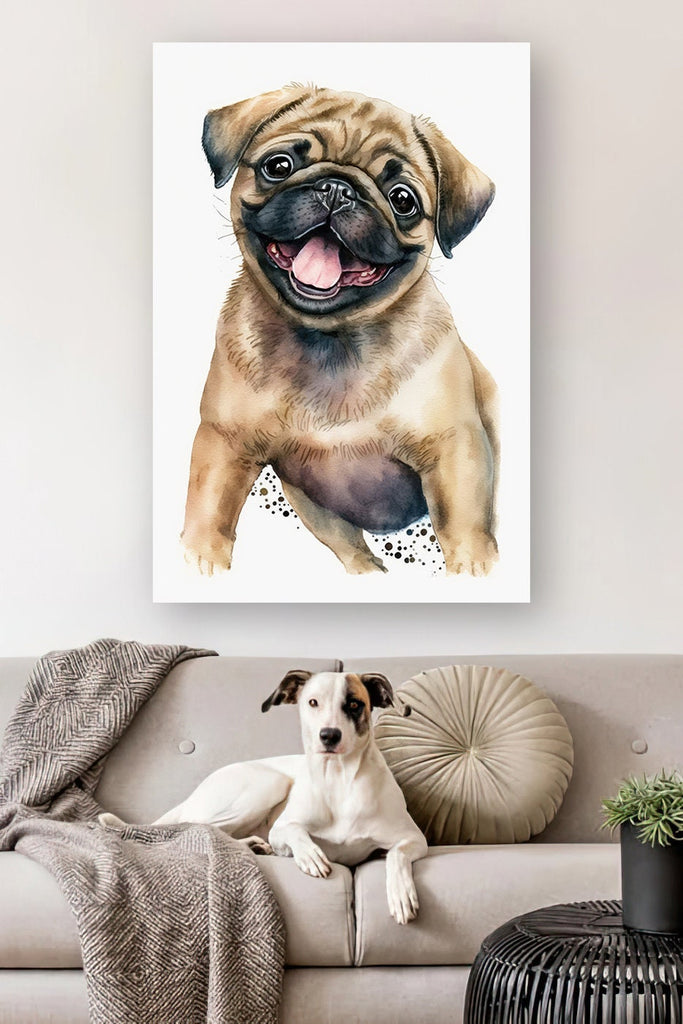 Pug Dog Watercolor Print Cute Pet Keepsake Wall Art Dog Lover Gift Adorable Canine Home Decor for Puppy Dog Lovers!