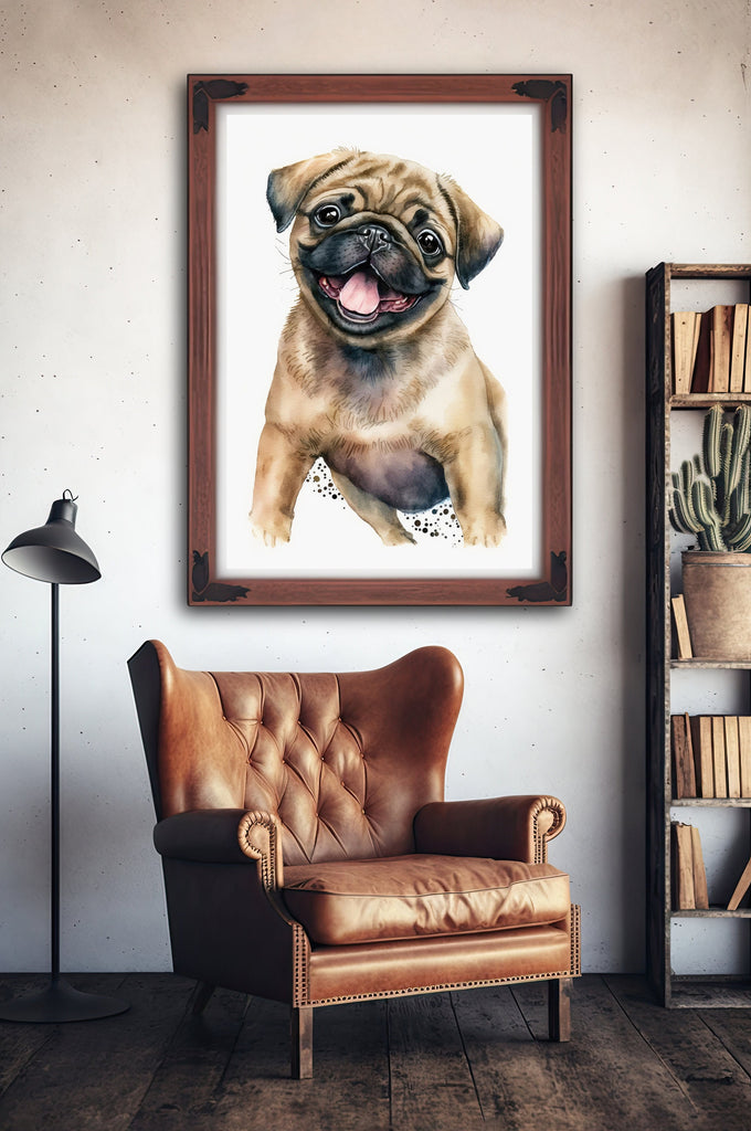 Pug Dog Watercolor Print Cute Pet Keepsake Wall Art Dog Lover Gift Adorable Canine Home Decor for Puppy Dog Lovers!