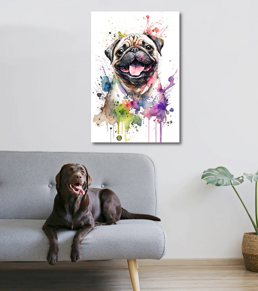 Pug Dog Watercolor Print Cute Pet Keepsake Wall Art Dog Lover Gift Adorable Canine Home Decor for Puppy Dog Lovers!